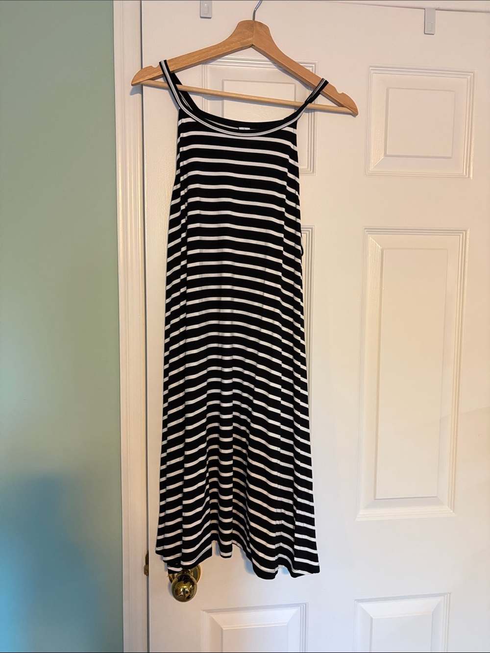 Old Navy Black & White Striped Midi Dress